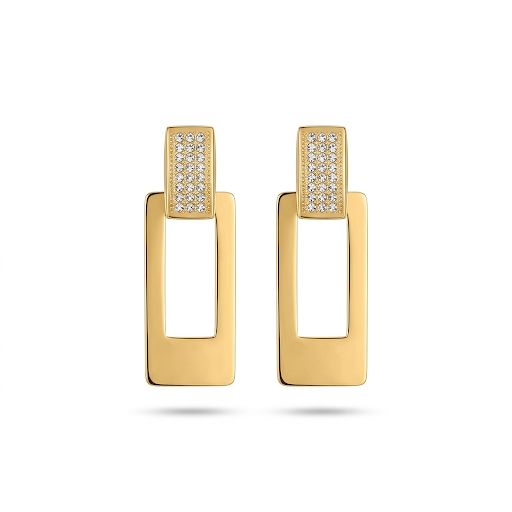 Crystals Rectangle Drop Earrings