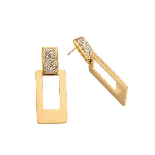 Crystals Rectangle Drop Earrings