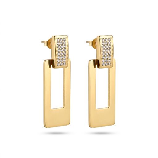 Crystals Rectangle Drop Earrings