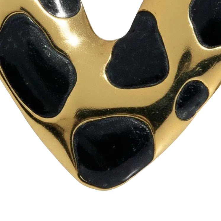 Leopard Print Heart Stud Earrings