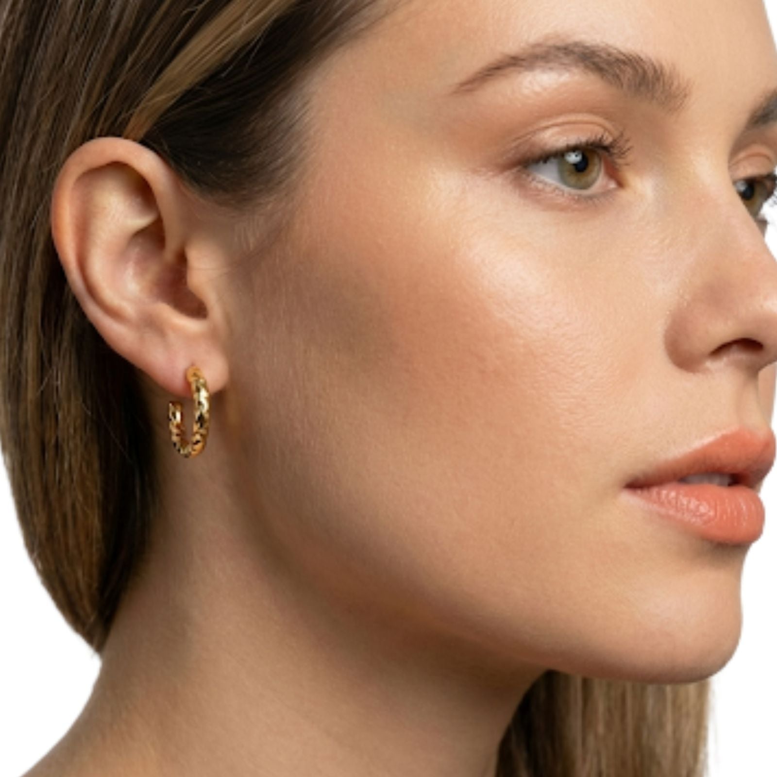 Textured Gold Mini Hoop Stud Earrings