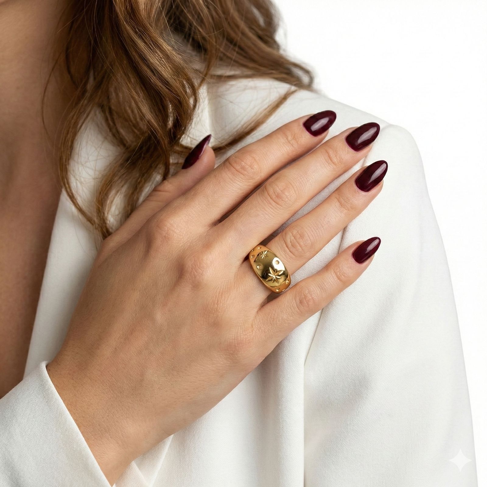 Wide Ring with Stars Engraving