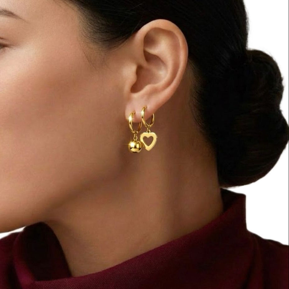 Minimalist Gold Heart Dangle Earrings