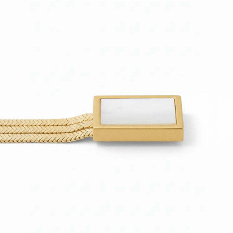 Square Geometric Studs with Long Chain Fringe