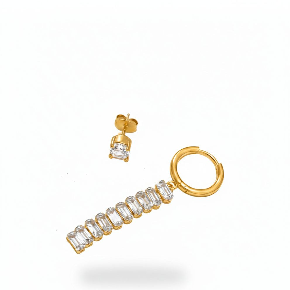 Elegant Diamond and Baguette Drop Earrings