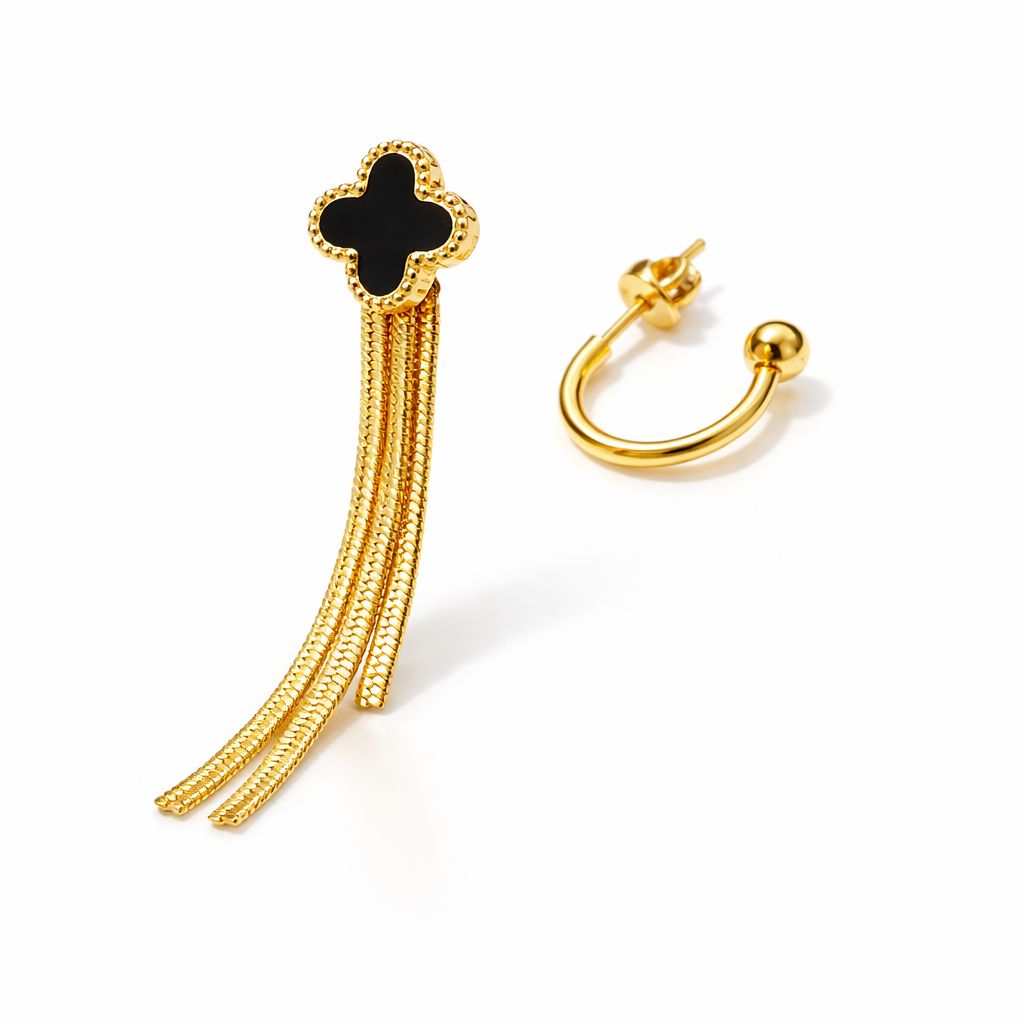 Gold & Black Van Cleef Drop Earrings