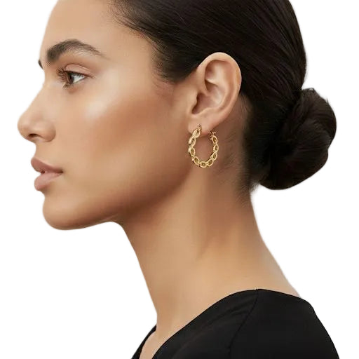 Gold Chain Link Hoop Earrings