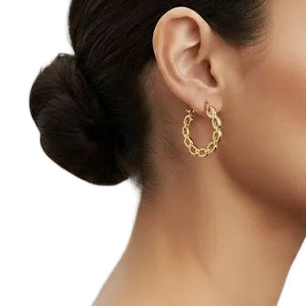 Gold Chain Link Hoop Earrings