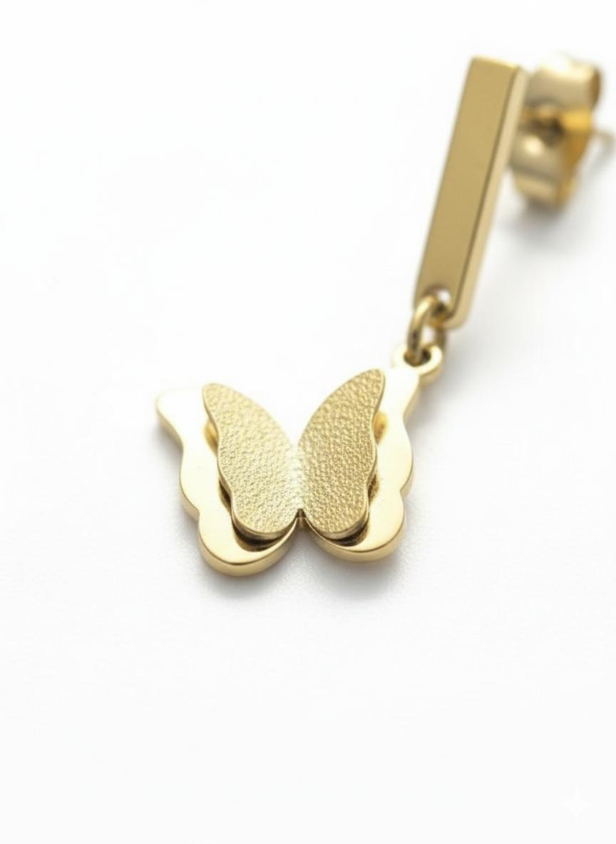 Gold Butterfly Stud Earrings