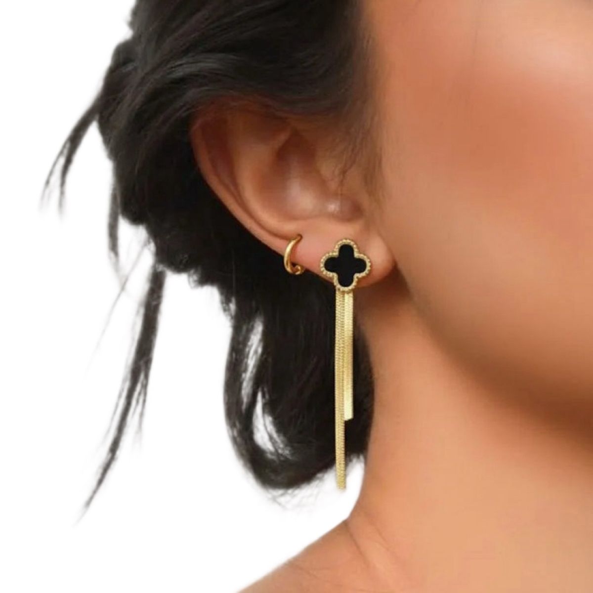 Gold & Black Van Cleef Drop Earrings