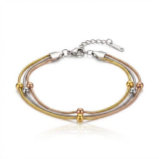 Triple Colours Dots In Chain Bracelet
