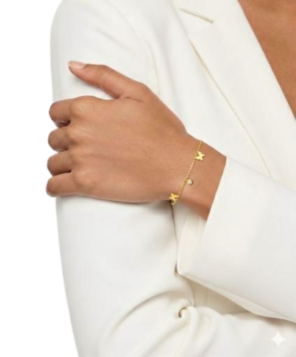 Dainty Gold Butterfly & Crystal Link Bracelet