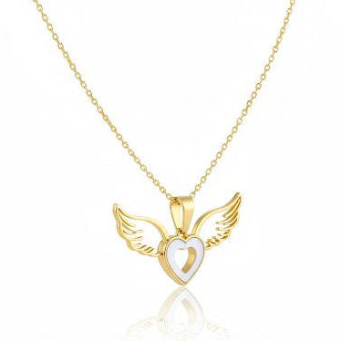 White Heart Wing Necklace