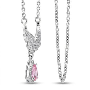 Pink Angel Wing Silver Necklace