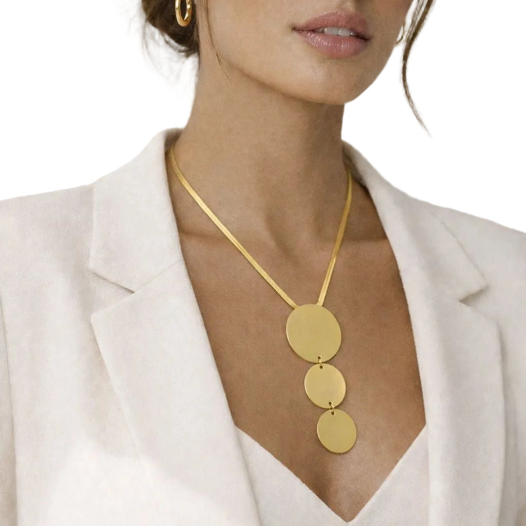Minimalist 3-Tier Disc Drop Necklace