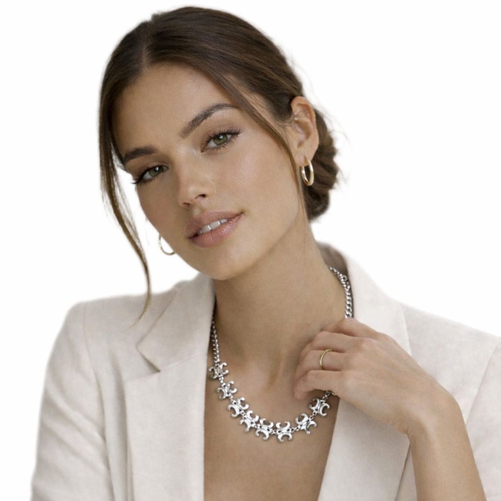 Silver Vintage-Inspired Filigree Link Necklace