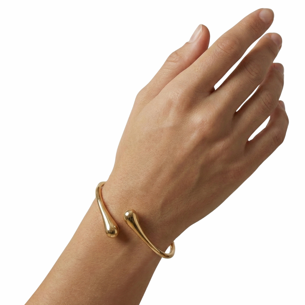 Liquid Drop Cuff Bangle - Gold
