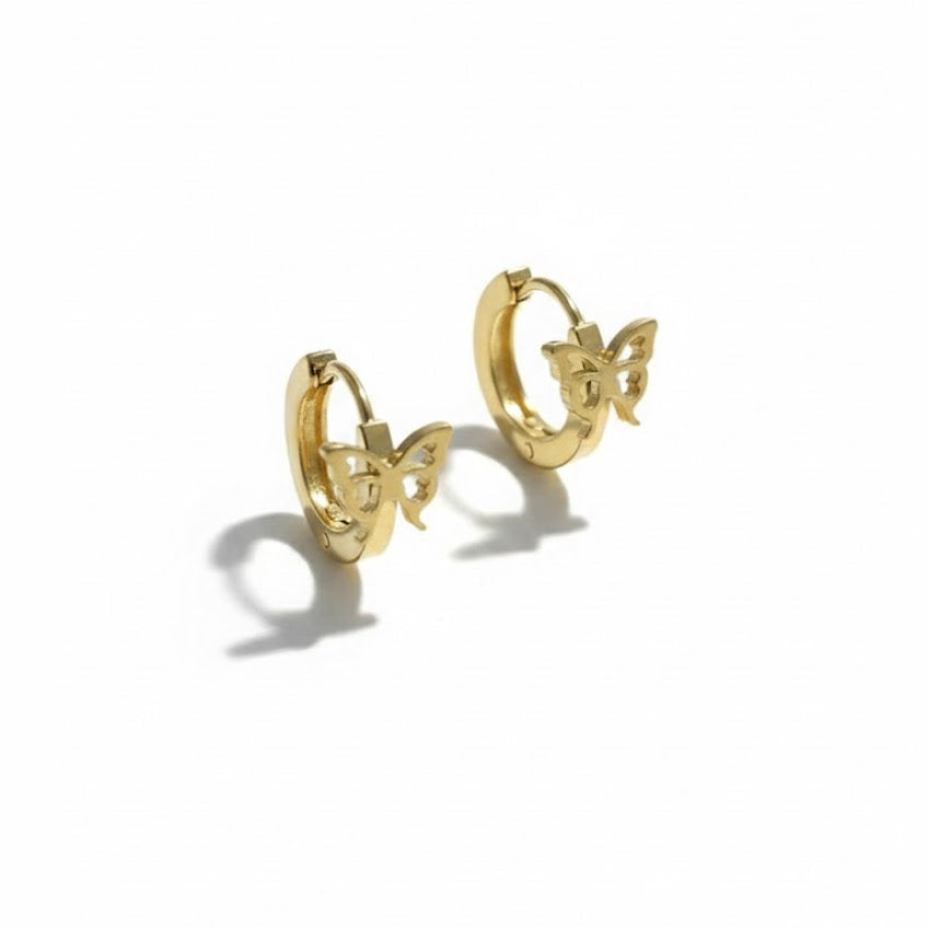 Small Gold Butterfly Hoop