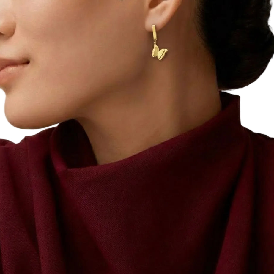Gold Butterfly Stud Earrings