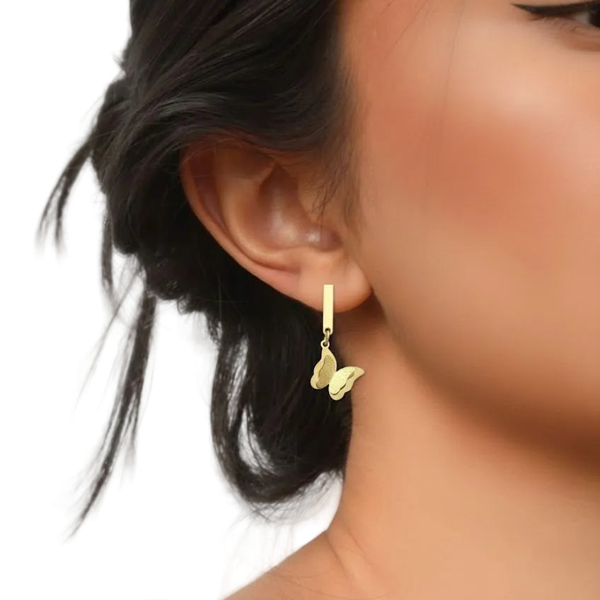 Gold Butterfly Stud Earrings