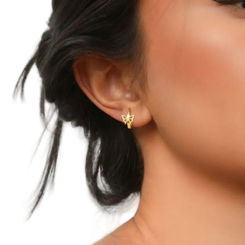 Small Gold Butterfly Hoop