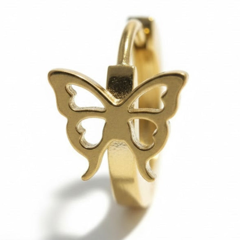 Small Gold Butterfly Hoop