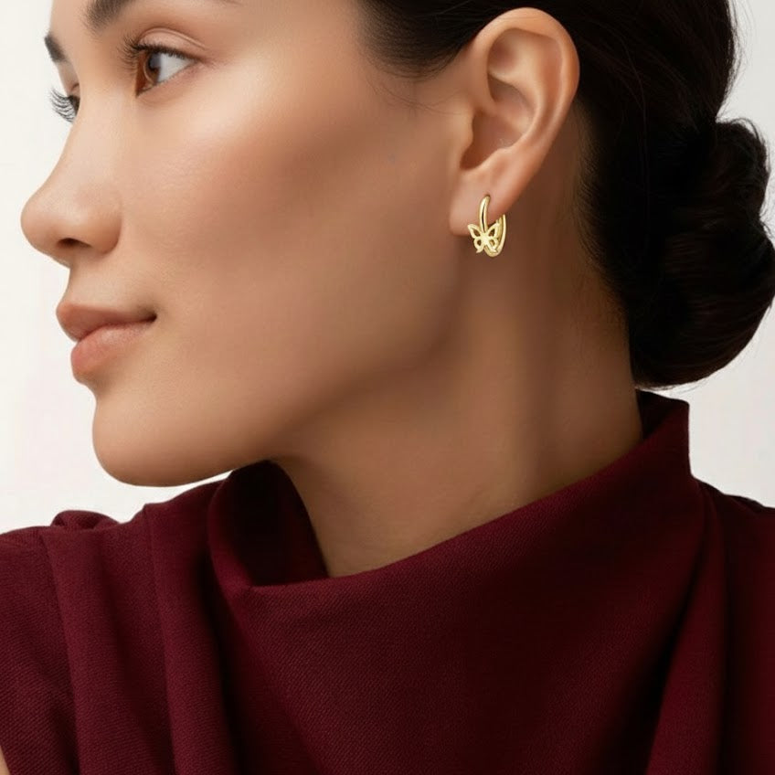Small Gold Butterfly Hoop