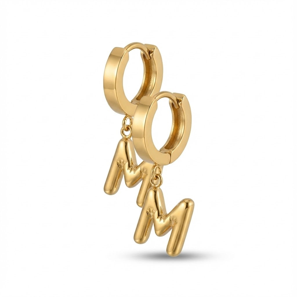 Gold Alphabet "M" Earrings
