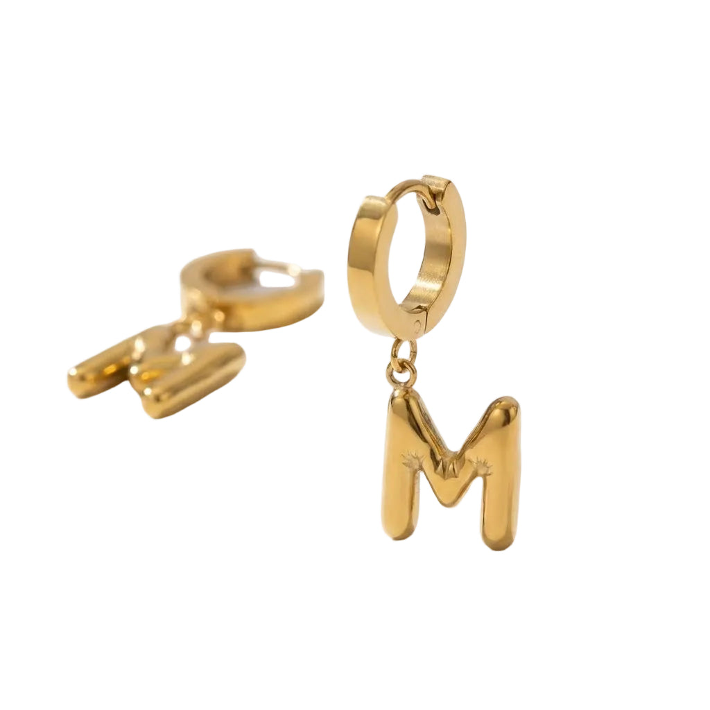 Gold Alphabet "M" Earrings