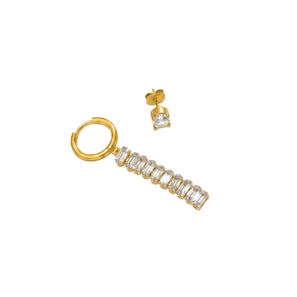 Elegant Diamond and Baguette Drop Earrings