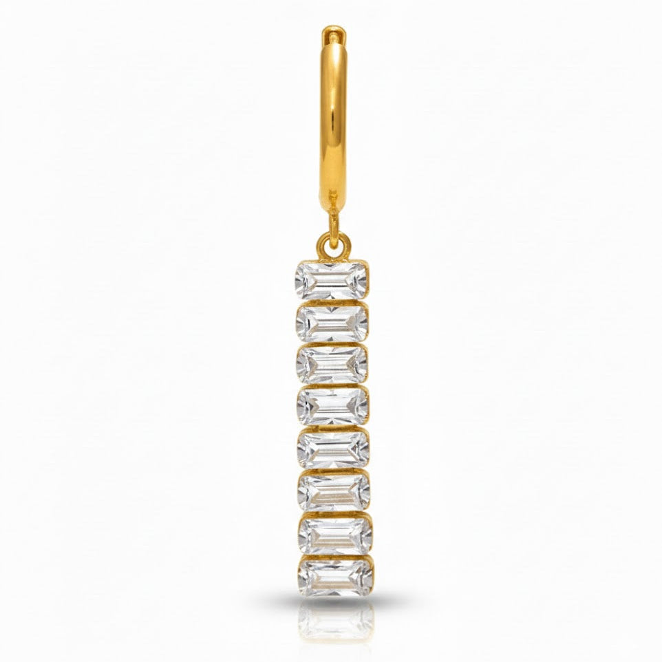 Elegant Diamond and Baguette Drop Earrings