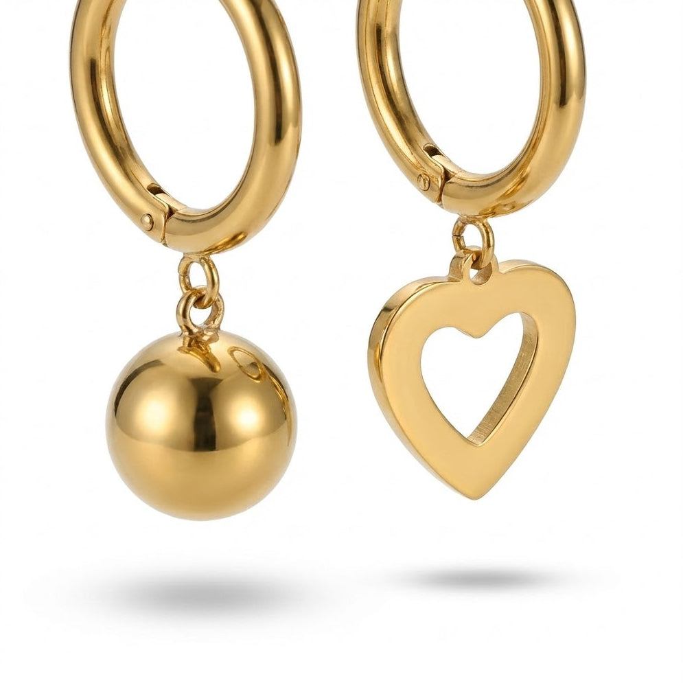 Minimalist Gold Heart Dangle Earrings
