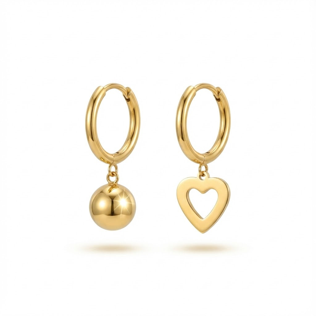 Minimalist Gold Heart Dangle Earrings