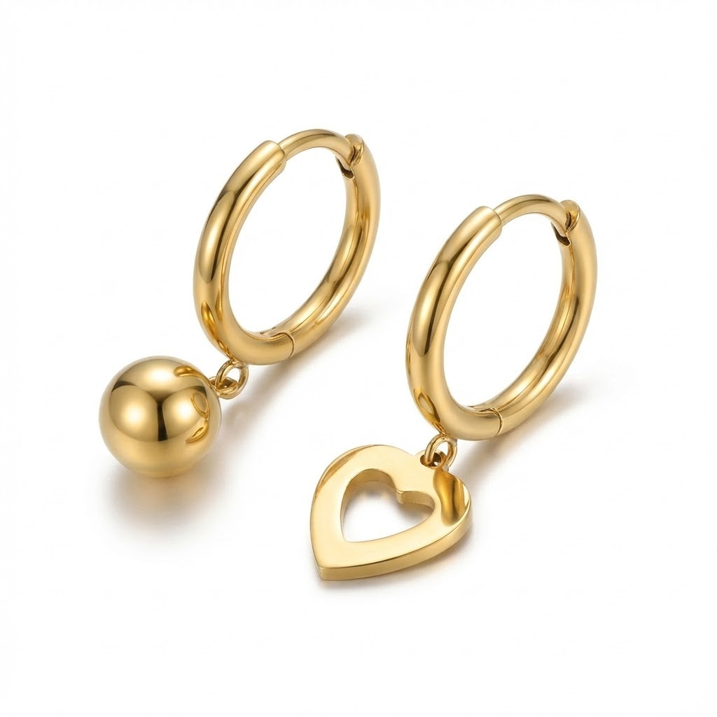 Minimalist Gold Heart Dangle Earrings